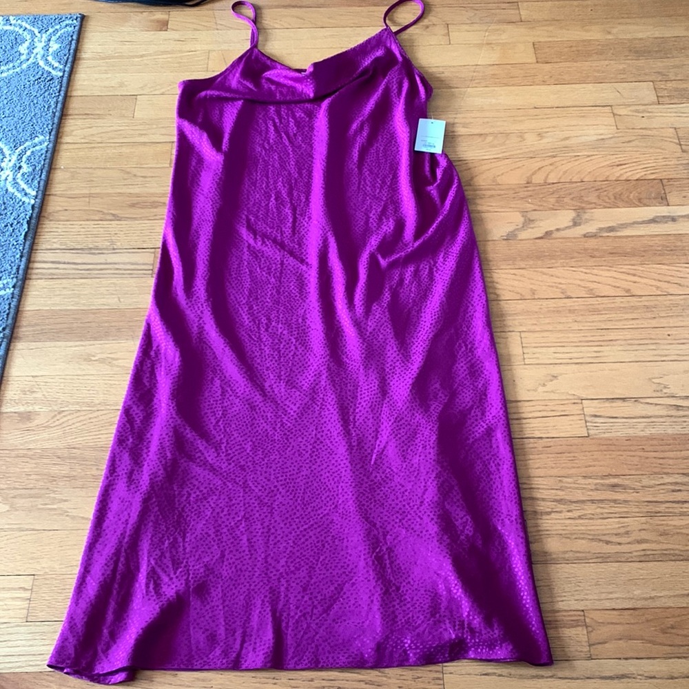NWT! Cowl neck purple shiny dress